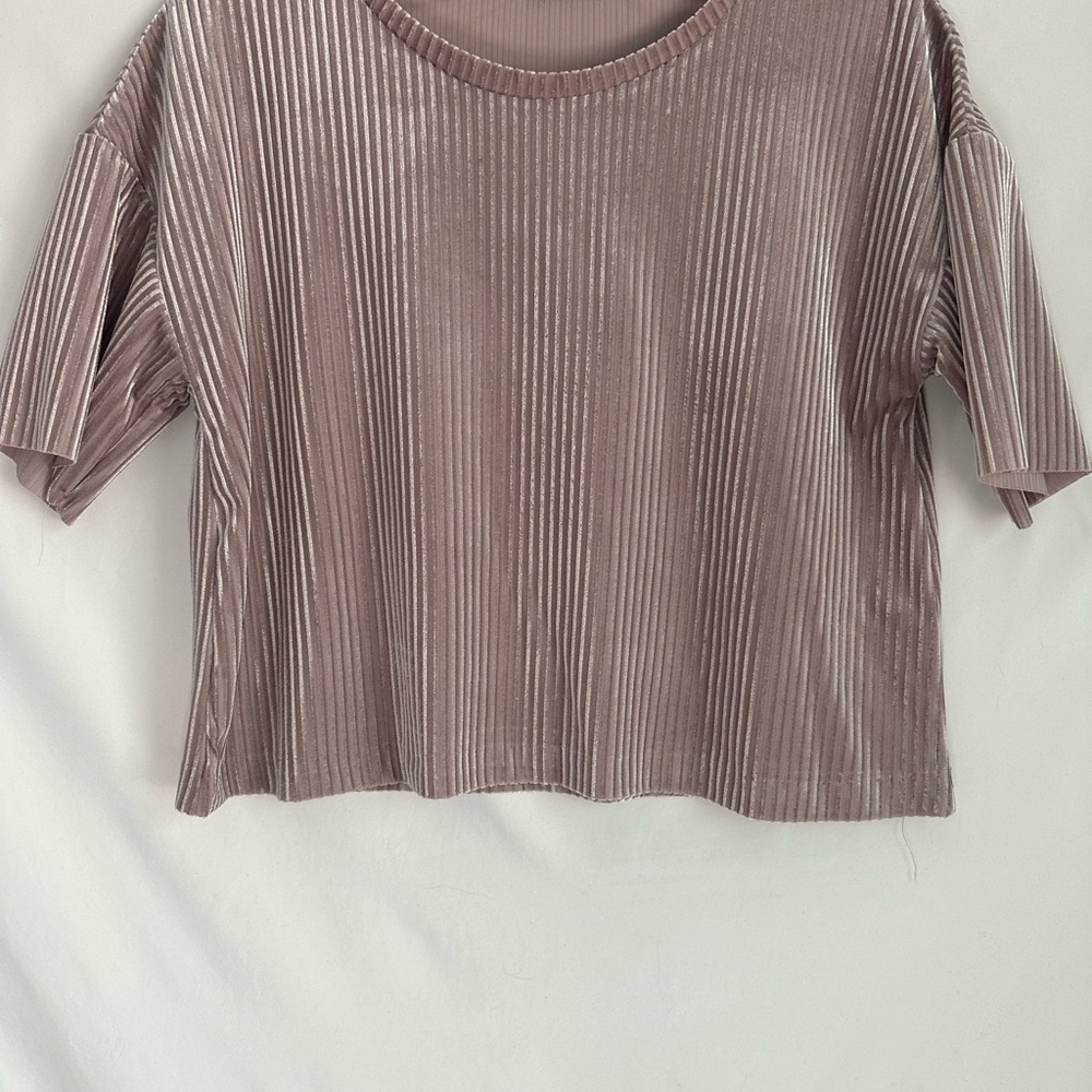 Velvet Ribbed Cropped Top - Mauve